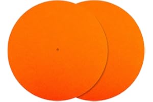 CRASPIRE 2Pcs 2Pcs Felt Turntable Mat Record Player Pad 11.6In Orange Anti Slip Anti Static Flat Round Protective Wool Vinyl Turntable Platter Slipmat Mats for Reduce Noise Cleaner Acoustic Sound