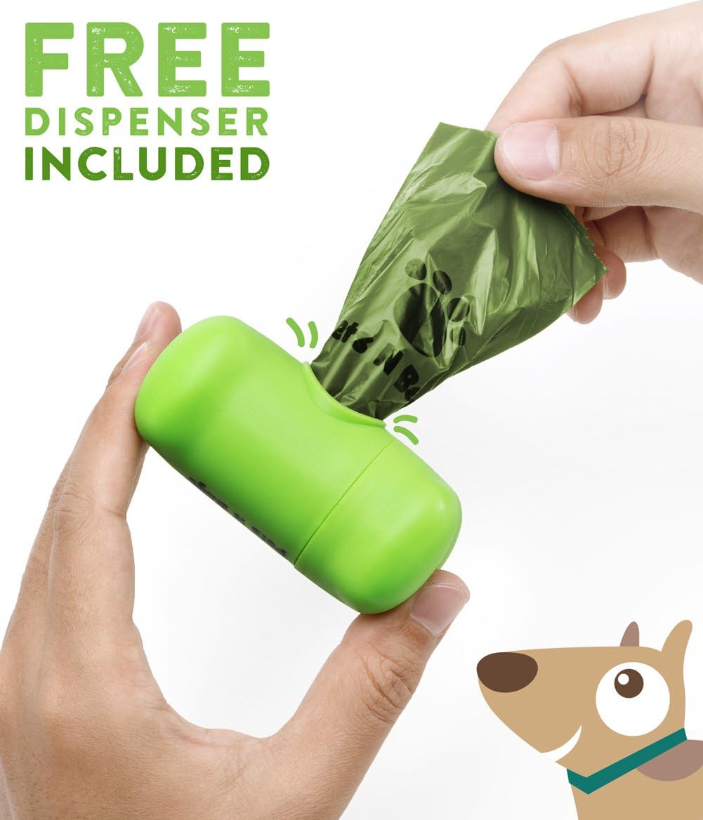 Pets N Bags Dog Poop Bags, Dog Waste Bags, Biodegradable Unscented Refill Rolls, Includes Dispenser : Pet Supplies