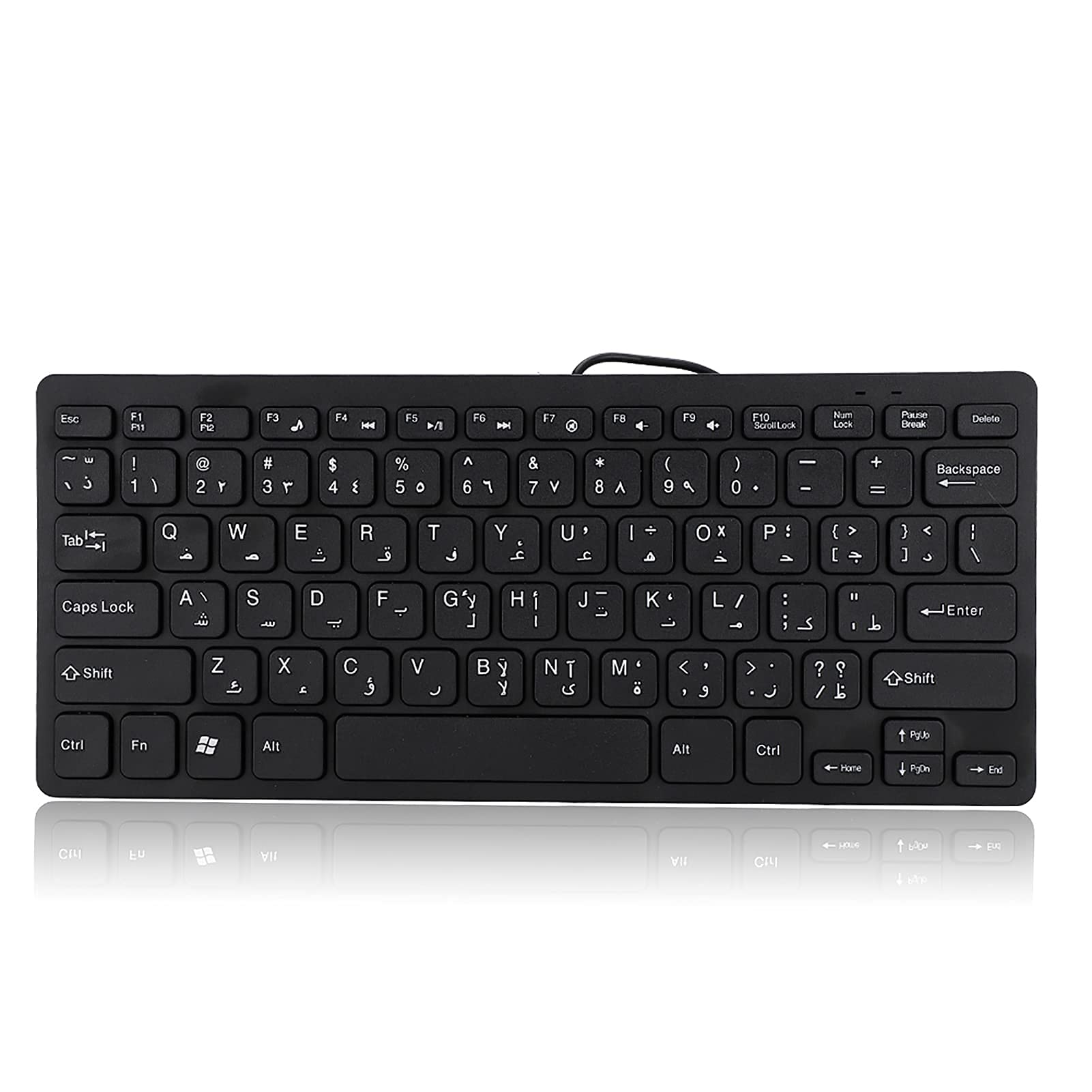Yunir Arabic Keyboard, Portable Ultra-thin 78 Keys Desktop Computer Wired Arabic Keyboard - USB Interface, Silent, Fade-resistant, Simple layout - for Both Office and Games