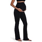 Sunvalix Maternity Flare Leggings with Pockets – Ultra-Soft Over The Belly Pregnancy Yoga Pants for Workout&Lounge Wear