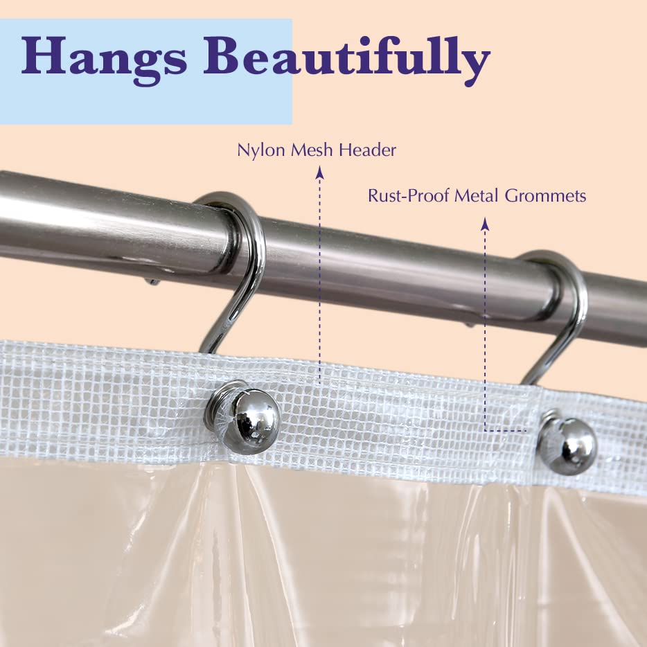 Epica Strongest HeavyDuty Clear Vinyl Shower Curtain Liner 72 inches