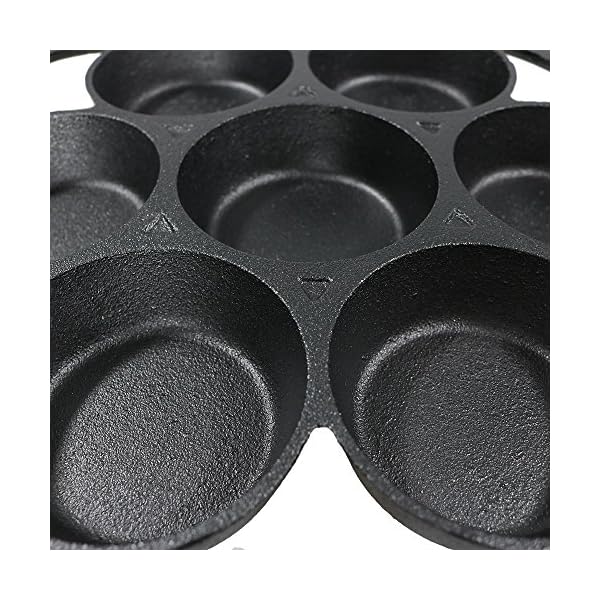 Sunnydaze Cast Iron Drop Biscuit Pan, PreSeasoned, 11Inches, 7Mold