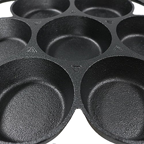 Sunnydaze PreSeasoned Black Cast Iron Popover, Cupcake, Drop Biscuit