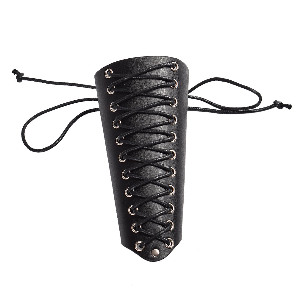 BLESSUME Unisex Pleather Knights Gauntlet Wristband Medieval Bracer Armor Cuff (1pc, black)