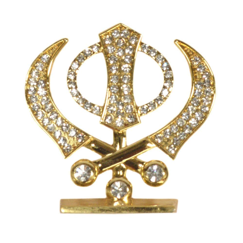 Target Store Sikh Religious Symbol 'Khanda' Showpiece Statue for Car Dashboard, Home, Office Table(Khanda Symbol in Gold Colour Studded)