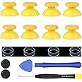 Ikpek 8 Pack Yellow Replacement Thumbsticks for DualSense PS5 Controller, Custom Analog Thumb Stick Joystick Grip Replacement for PlayStation 5 Controller