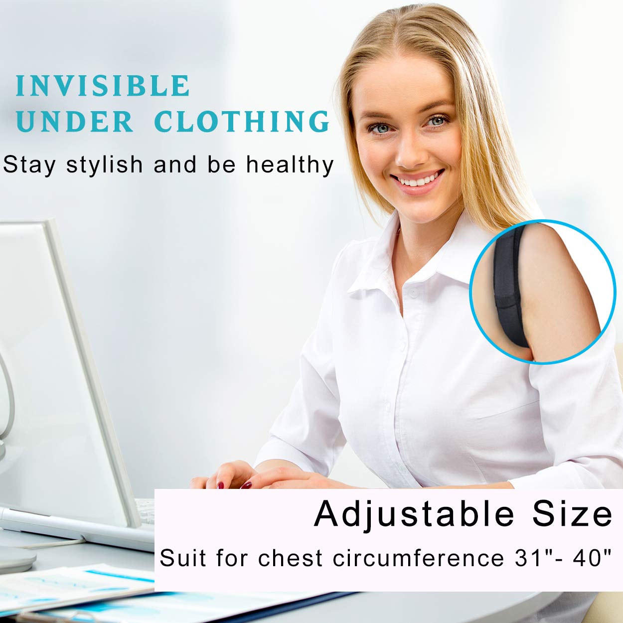 Posture Corrector for Women Men, Upper Back Brace for Clavicle Support, Adjustable Back Straightener and Providing Pain Relief from Neck, Back & Shoulder L