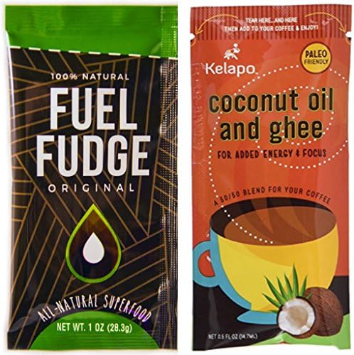 Keto Fat Bombs Set - Fuel Fudge with Organic Grass Fed Ghee Butter, Coconut Oil, Cacao, Turmeric, Maca, Cinnamon, Honey + Ghee and Coconut Oil Packets (10 Fuel Fudge + 5 Ghee &amp; Coconut Oil Packs)