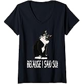 Womens Boss Tuxedo Cat Lovers Funny Tee Shirt for Mom Dad Gift V-Neck T-Shirt