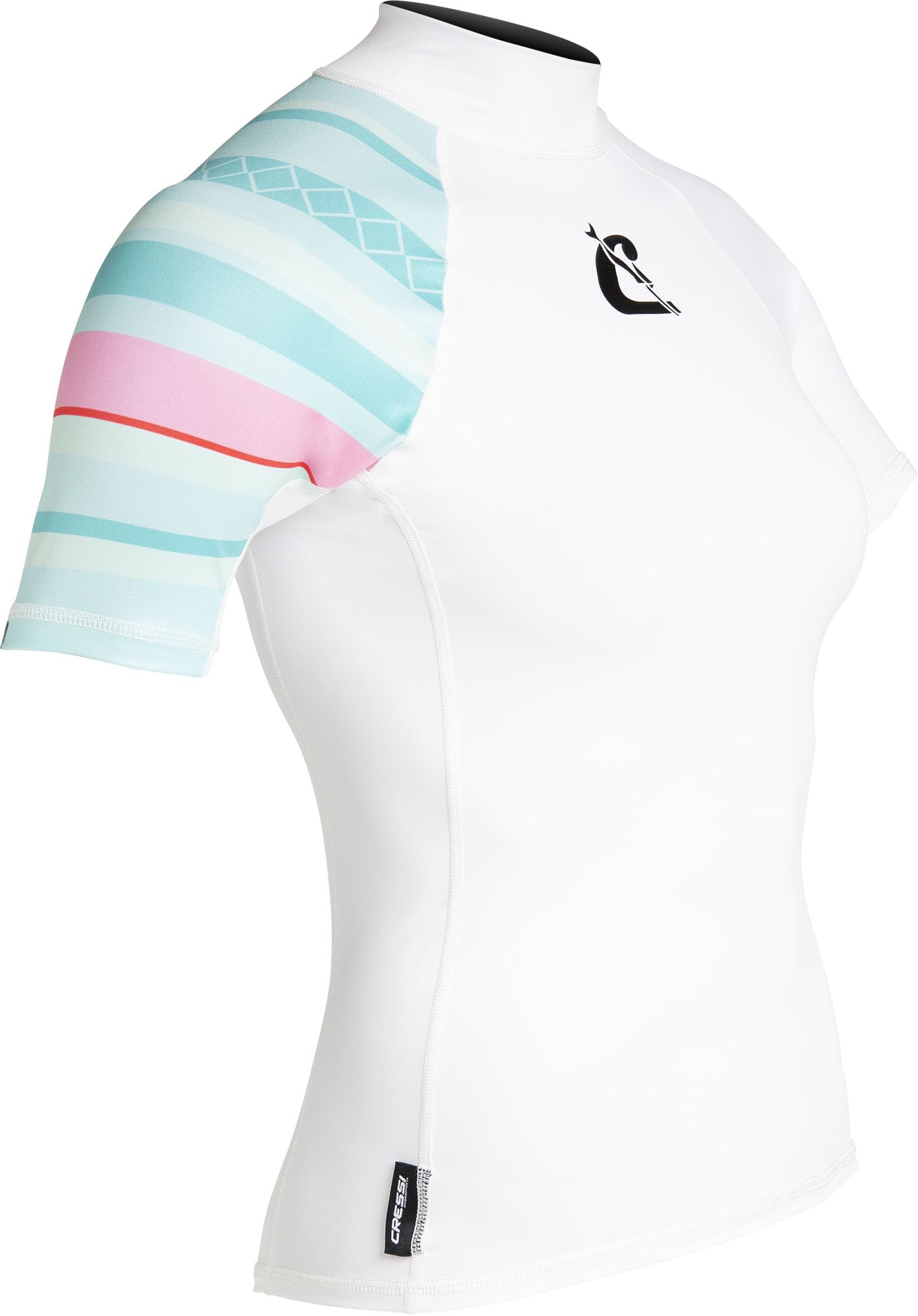 Cressi Shield Lady Rash Guard Short/SL White Aquamarine- Rash Guard Short Sleeve Protective for SUP and Water Sports, White/Aquamarine, XXL/6, Womans