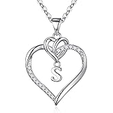 STORUP Valentines Gifts for Her Teen Girls - Heart Initial Necklaces for Women Girls, 14K-Gold-Plated CZ Initial A-Z Heart Necklaces for Teen Girl Jewelry Valentines Gifts for Women Mom Wife Sister