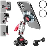 cametv Dual Magnetic Phone Holder with Dual Ball Head Magic Arm, Aluminum Gym Magnetic Phone Stand for Car/Gym/Tripod/Travel, Modular Car Phone Mount for iPhone Series/Magsafe Case (SY034)