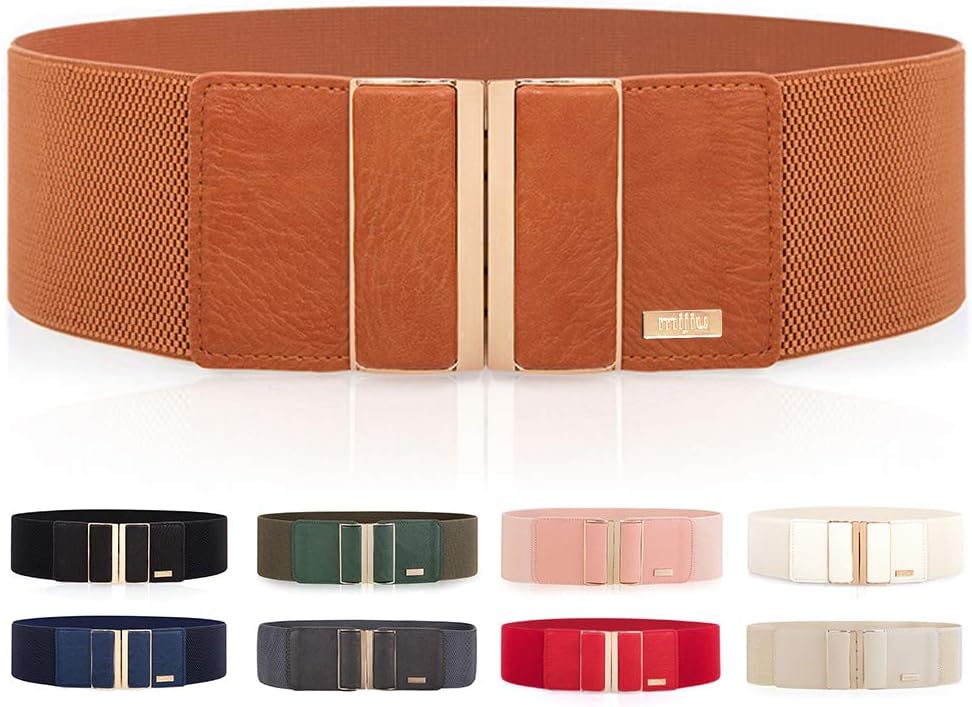 Women's Stretch Elastic Belt Elasticated Belt Wide Belt Dress Belt Thin Belt For High Gloss Metallic Buckle Multiple Colors