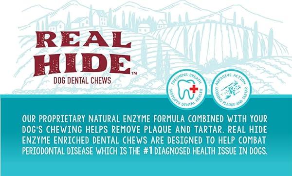 REAL HIDE | ENZYME ENRICHED DENTAL CARE DOG DENTAL CHEWS | SMALL | 8.5 OZ