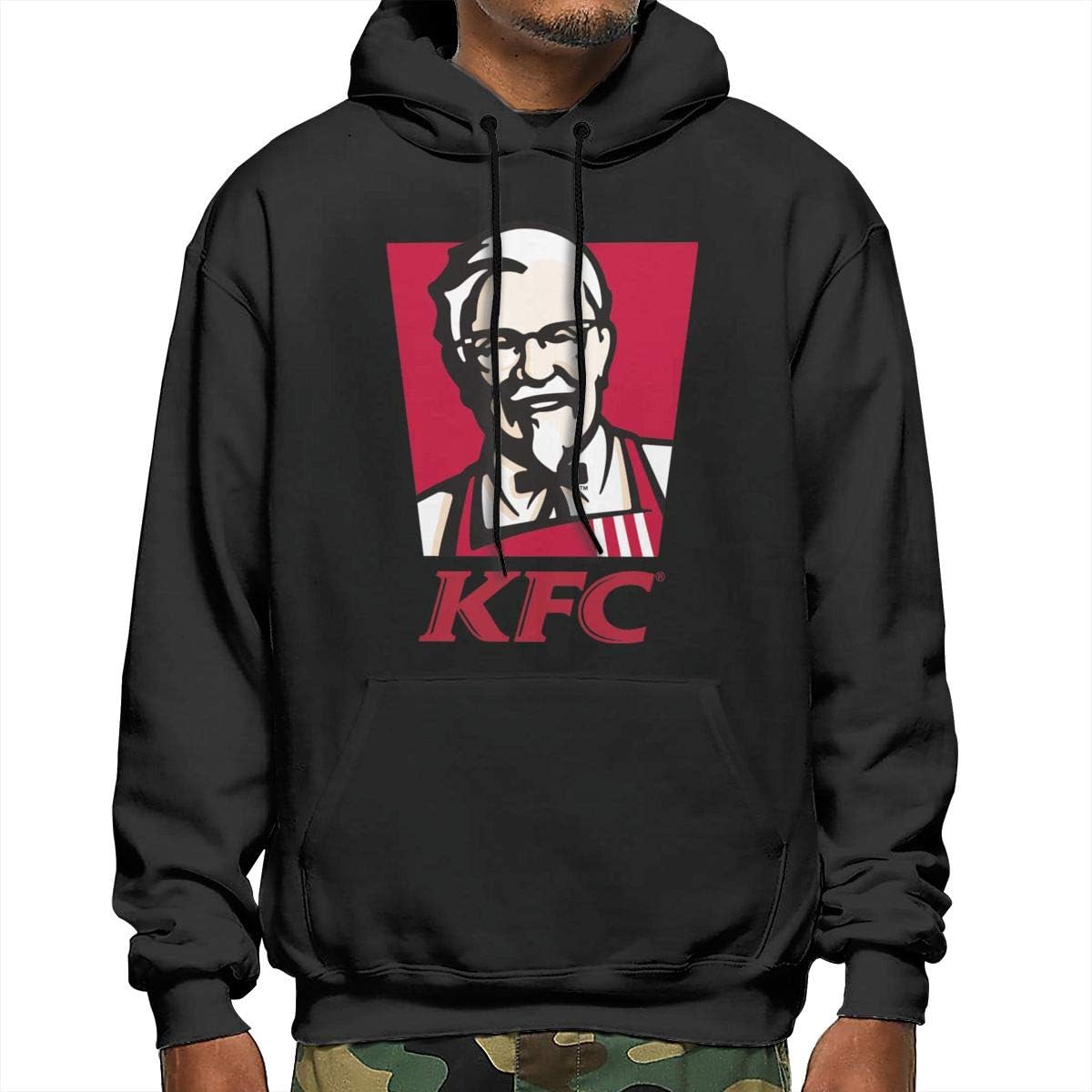 XinDas Custom KFC Colonel Sanders Logo Hooded Sweatshirts for Men Black