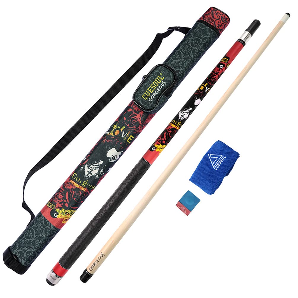 CUESOUL GORGEOUS 58inches 19oz Pool Cue Stick,13mm Tip(red)