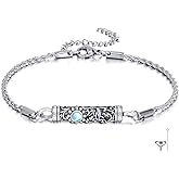 ONEFINITY Urn Bracelet For Ashes 925 Sterling Silver Bar Cremation Jewelry For Ashes Keepsake Pendant Locket Bracelet For Women Men