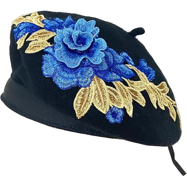 Women Classic French Beret Lady Vintage Rose Embroidery  display picture 1