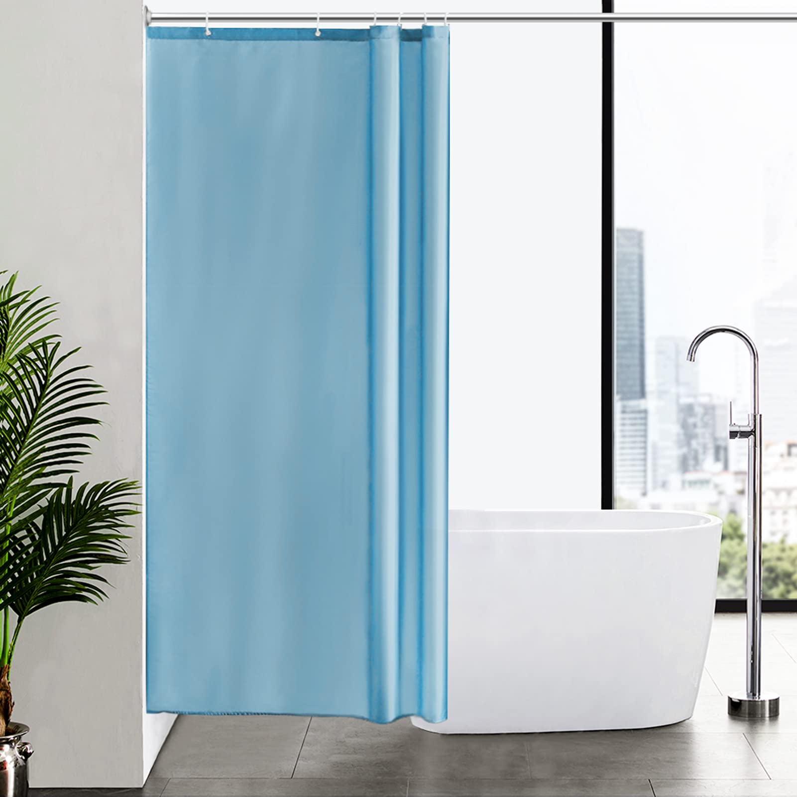 Furlinic Shower Curtain Anti Mould Resistant Waterproof Bathroom Curtains Sky Washable Polyester Fabric 100x200cm with Weight Tape for Bath Wet Room 39x78 Inch.