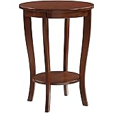 Convenience Concepts American Heritage Round End Table with Shelf, Espresso