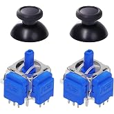 K-Silver TMR Joystick Replacement JS13 Pro Thumbsticks | No Drift, Thumbstick Repair Module with Caps, A Pair, For Switch Pro Controller
