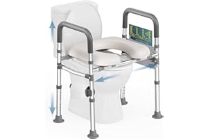 HOMLAND Raised Toilet Seat with Handles, 400 LBS Toilet Seat Risers for Seniors with Adjustable Height & Width, Handicap Elevated Toilet Riser Fit Any Toilet, Gray