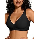 VRVOICE Wireless Deep V Bras Bralettes for Women Plunge Bras No Underwire Comfortable Full Coverage Everyday Tshirt Bra