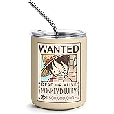 BayJew 12 oz Vacuum Insulated Tumblers with Lid and Straw, Double-Walled Stainless Steel Coffee Mug for Office Home,Cute One Piece Manga Anime Gifts