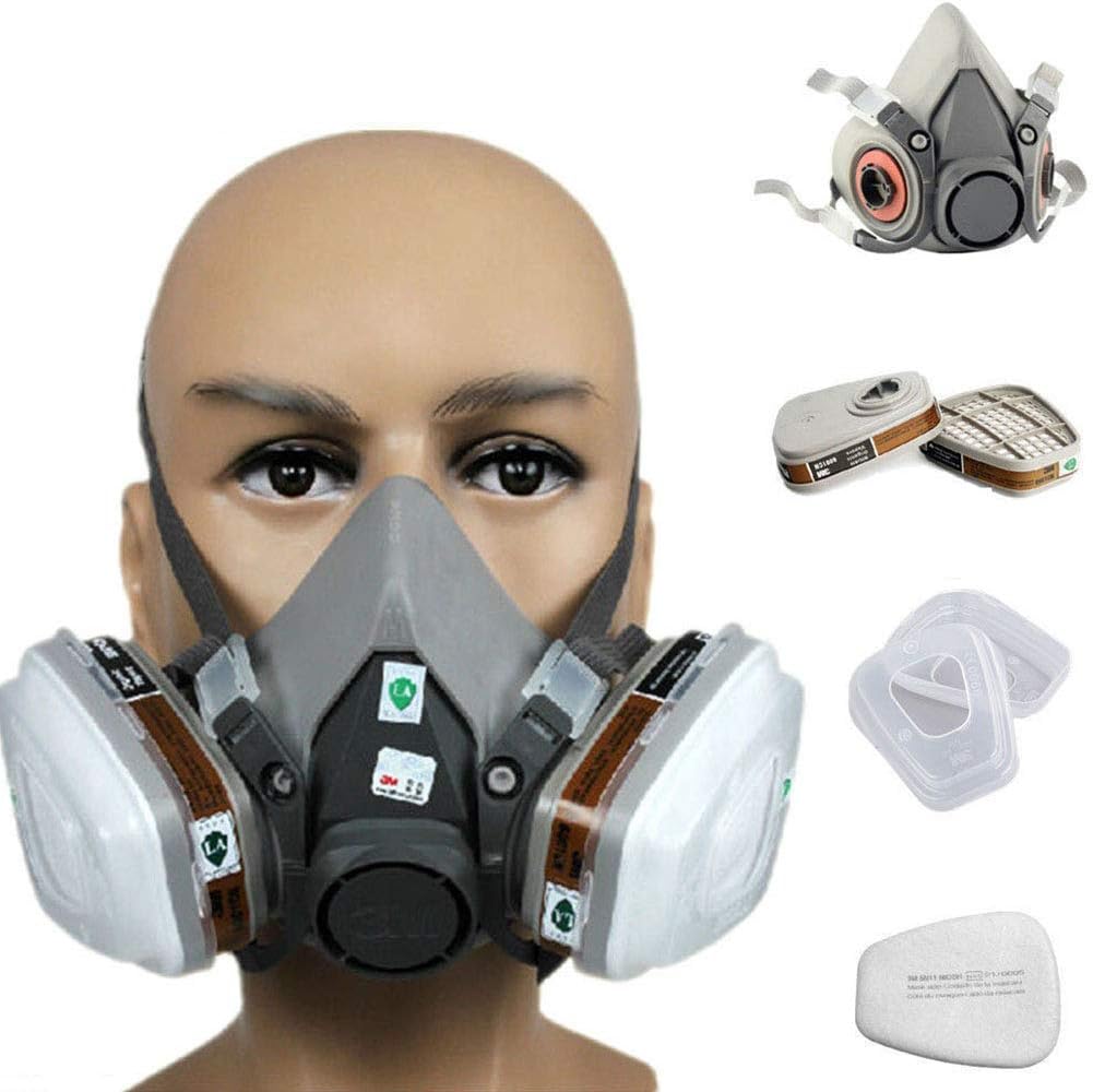 MongKok 7 in 1 Half Face Mask Suit for 3M 6200 Gas Spray Painting Protection Respirator Mask