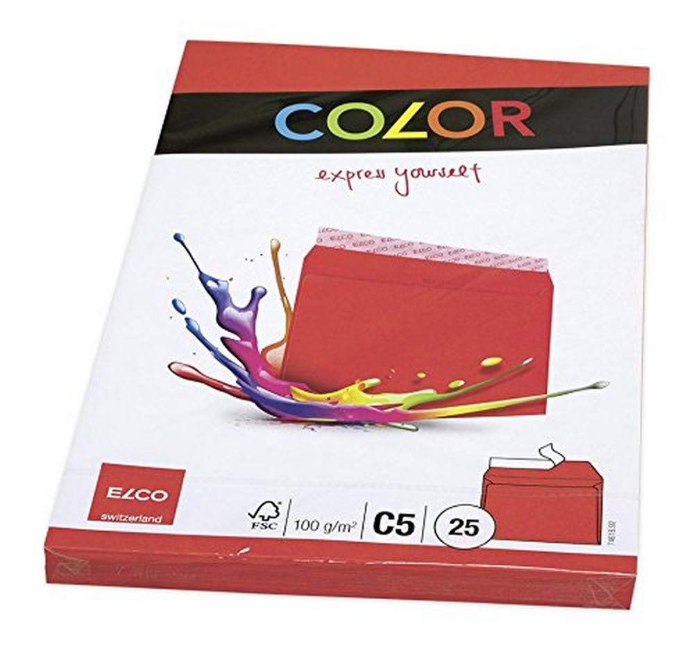 Elco C5 "Cellozip Color" Envelope - Bright Red (Pack of 25)