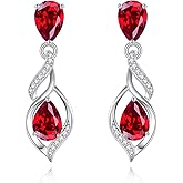 FANCIME Gift for Women Birthstone Earrings for Her Teardrop Birthstone Earrings S925 Sterling Silver infinity Love Birthday Gifts for Mom Women