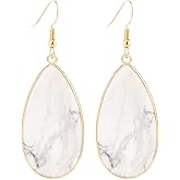 BaubleStar Natural Crystal Healing Stone Earrings Statement Teardrop Dangle Earrings for Women
