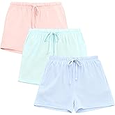 U2SKIIN 3 Pack Pajama Shorts for Women Lightweight Pj Bottoms with Pockets & Drawstring Lounge and Sleep Breathable