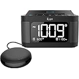 iLuv Time Shaker 6Q Wow Qi-Certified Fast 7.5/10W Wireless Charging Alarm Clock with Vibration Shaker, Dual Alarm, Bluetooth 