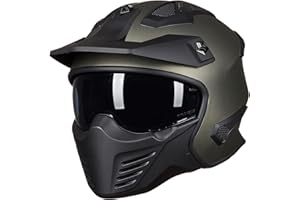 ILM Open Face Motorcycle 3/4 Half Helmet for Dirt Bike Moped ATV UTV Motocross Cruiser Scooter DOT Model 726X (Midnight Green,XL)