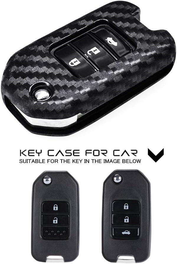 Ceyes Carbon Fiber Texture Protective Key Cover Car Smart Key Cover Car