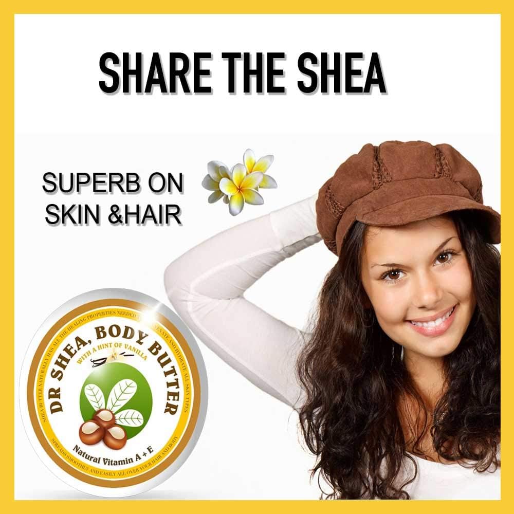 Dr Shea Whipped Vanilla Body Butter (200ml), Intense 24H Hydration & Firming Glow, 100% Natural Raw Shea Butter & Almond Oil - Image 5