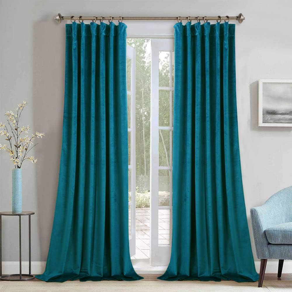 Amazon Com Stangh Teal Velvet Curtains 108 Inches Blackout