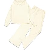 Stelle Girls Clothes 2 Piece Fall Outfits Lounge Set Long Sleeve Pullover Hoodie Wide Leg Sweatpants Teen Ribbed Tracksuit