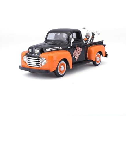 Maisto 1:24 Harley Davidson Custom 2023 Toyota Tacoma - Modello Pressofuso Arancione E Nero