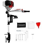 JLYNOWPT 2.5HP 2 Stroke Gas Outboard Motor, 52CC Gas Powered Boat Engine with Air Cooling System Pull Start Boat Motor with CDI Ignition for Inflatable Boats, Iron Boats