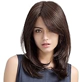 Sallcks Womens Long Brown Wig Long Layered Natural Curly Wigs for White Women Shoulder Length Synthetic Heat Resistant Wig for Daily Party
