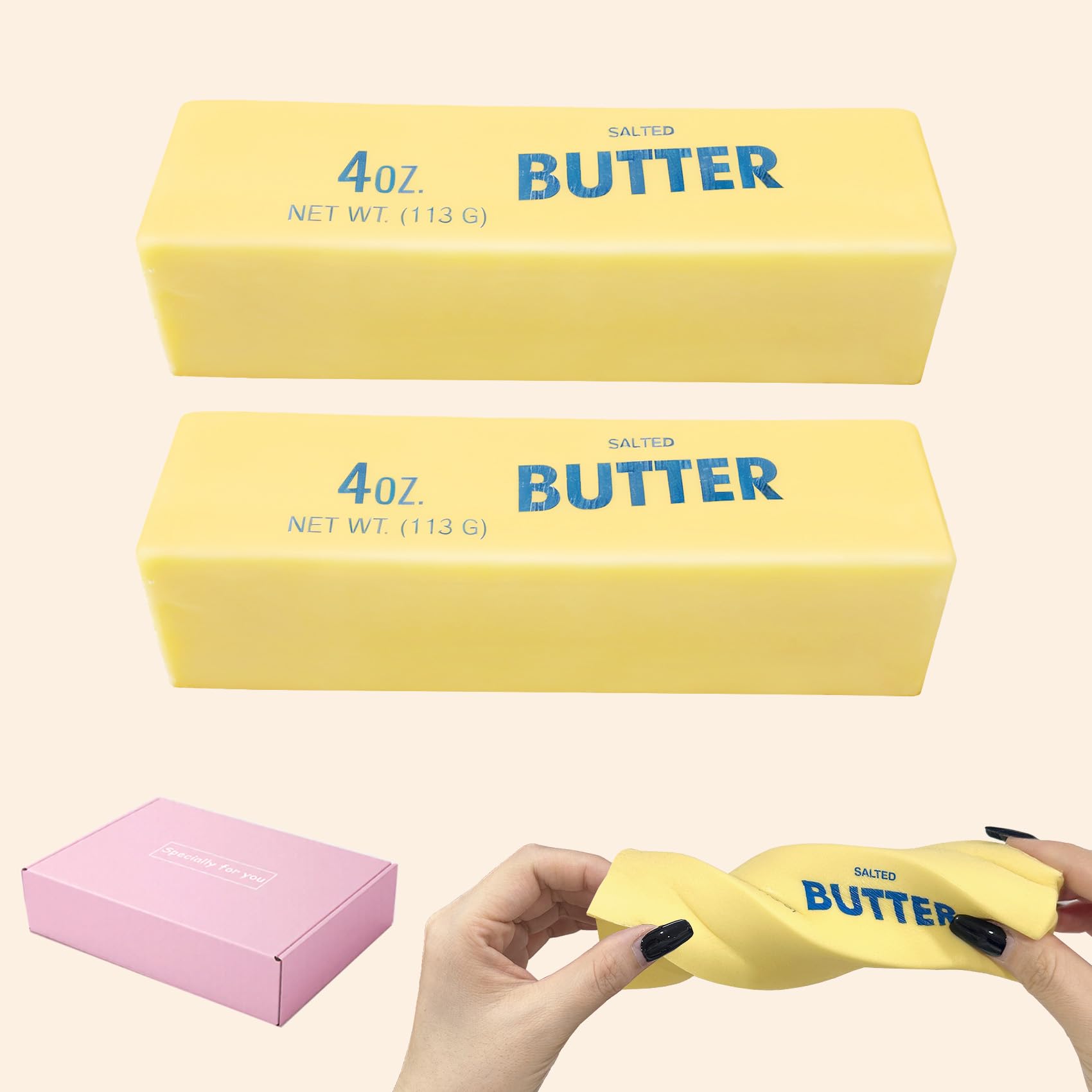 Photo 1 of 2 Pack Slow Rising Squishy Butter Stick ,Squeeze Butter Toy, Stress Balls?Stress Relief & Fidget Toys,Realistic Food Squishies Fidget Toys, Gifts, Party Favors (2PCS)