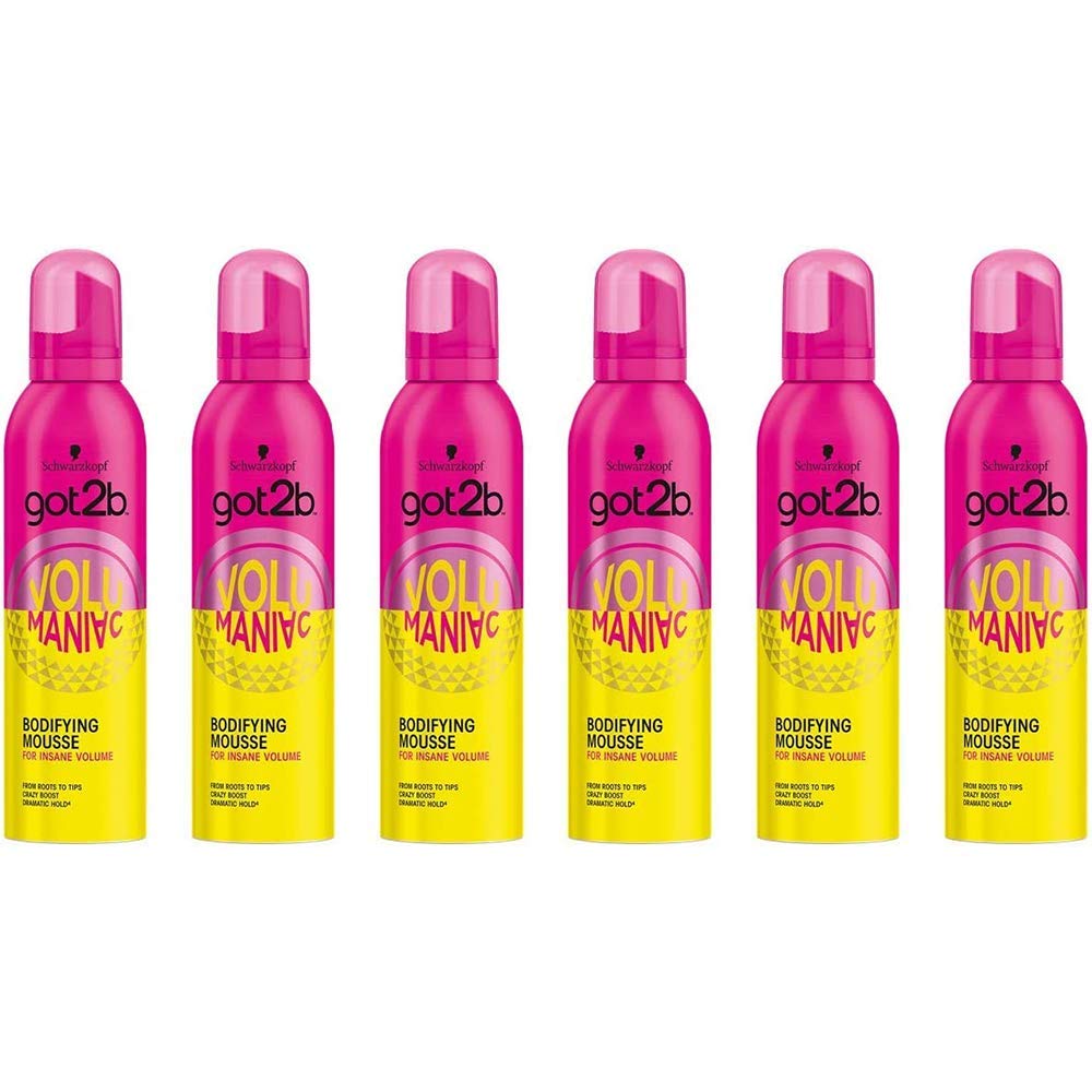 Schwarzkopf got2b Voulmanic Bodyfying Hair Mousse, Adds Thickness, Lift and Volume Boost to Your Hair, 250 ml, Pack of 6