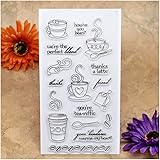 Kwan Crafts Coffee Tea thanks a latte Clear Stamps for Card Making Decoration and DIY Scrapbooking