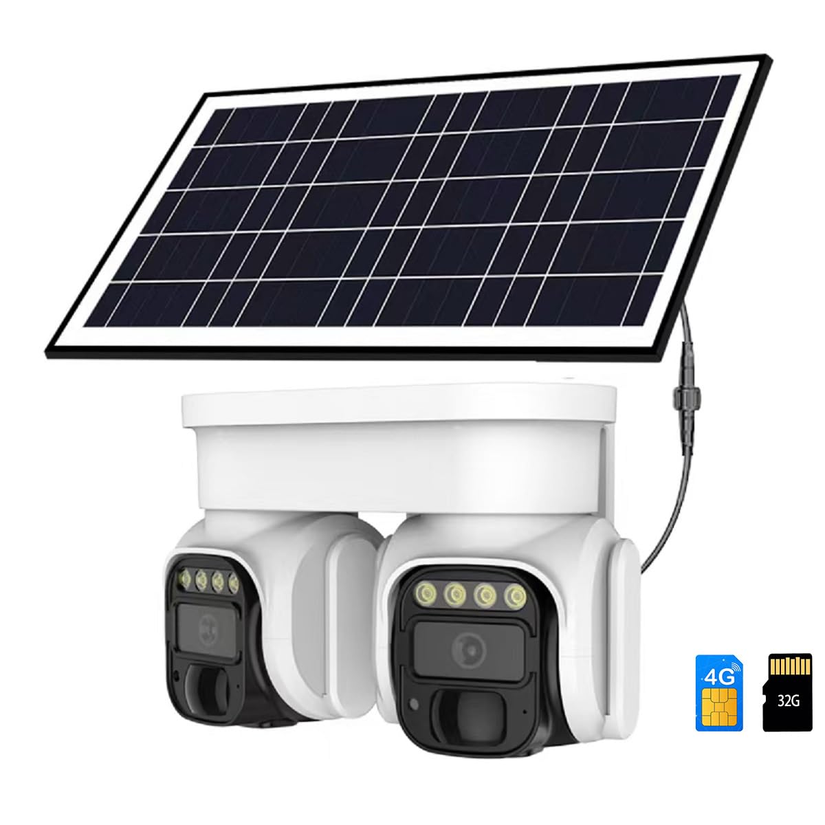 Photo 1 of Goverwin Dual Lens 4G LTE Cellular Security Camera Outdoor, Solar Wireless Camera for Home/Outdoor, 2K Live Video, No WiFi, 2-Way Talk(32G SD&SIM Card Included)