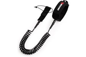 Abahub Premium Coiled SUP Leash, Stand-up Paddleboard Legrope, 10 feet 7 mm Thick
