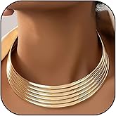 Long tiantian Chunky Gold Necklace Statement Gold Choker Necklaces for Women Exaggerated Ethnic Big Statement Necklaces Vintage Accessories for Women