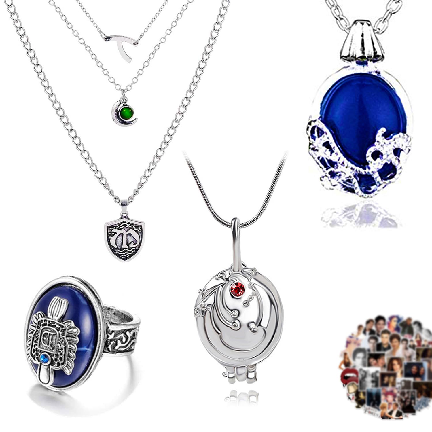 YouU The Vampire Jewelry Sticker Set Hope Mikaelson Inspired Pendant Elena Gilbert Opening Vervain Locket Necklace Sapphire Crystal Daylight Rings Total 24 pcs