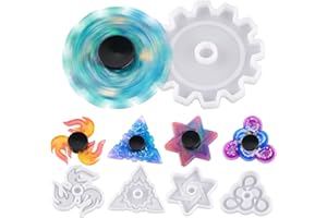 NiArt Fidget Finger Spinner DIY Epoxy Resin Casting Silicone Mold Kit 5 Molds with 10 Bearings Set, Stress Reliever Hand Fidget Toy Gift for Kids and Adults Art Crafts Home Decorations Jewelry (Set A)